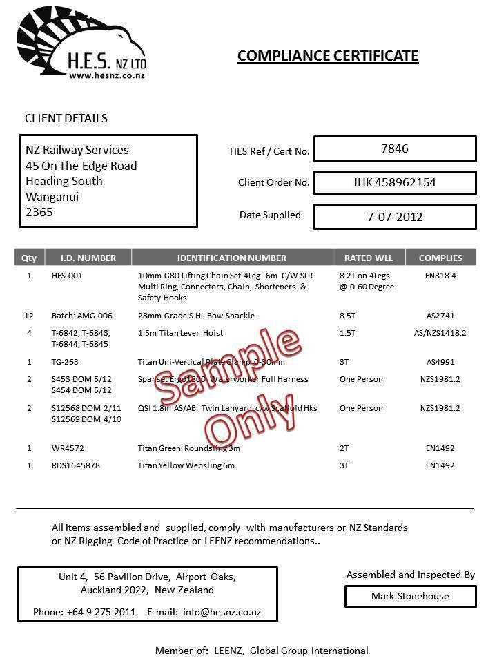 Certificate - Compliance
