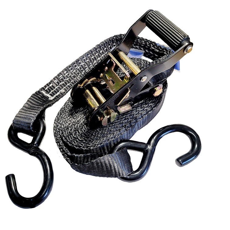 Tiedown - 25mm Black 5.5M 0.4T L/C c/w S.Hooks