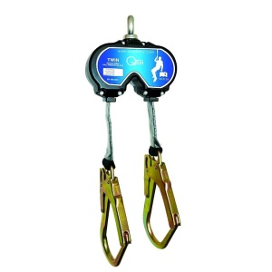 Twin Retractable Fall Arrest 2.0m c/w Scaf Hks
