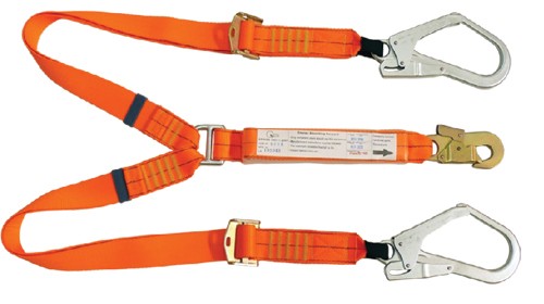 2.0m Adjustable Twin Lanyard c/w Scaffold Hks
