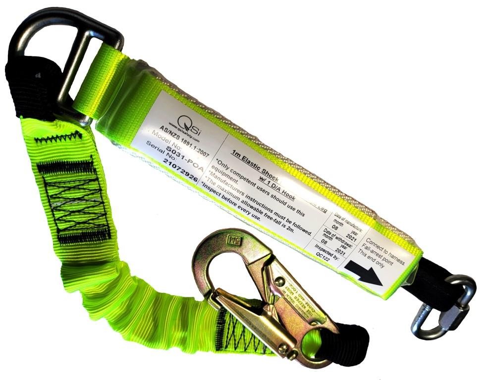 1.0m Lime Elastic Single Lanyard c/w Delta Link & DA Hk