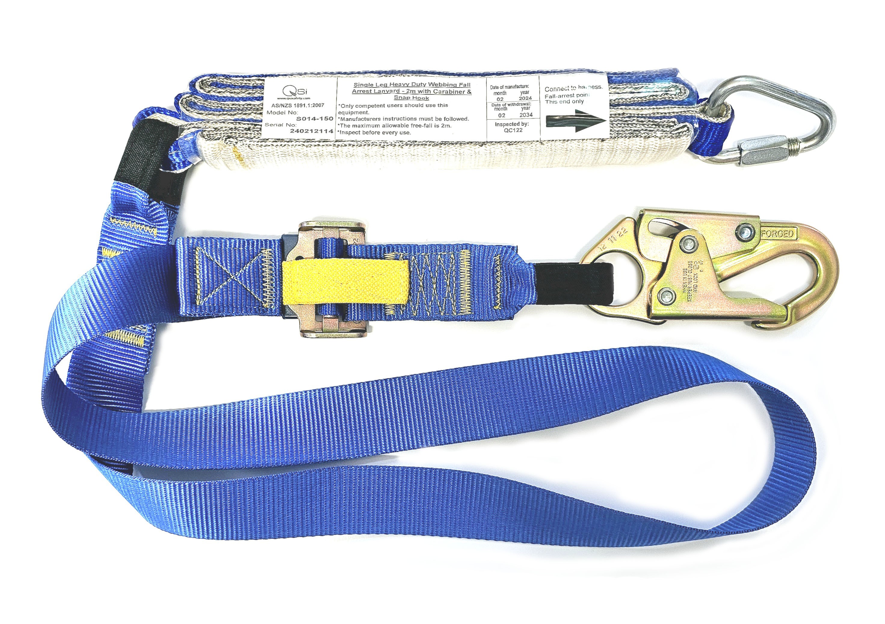 2.0m Single Adjustable Lanyard c/w Delta Link & DA Hk