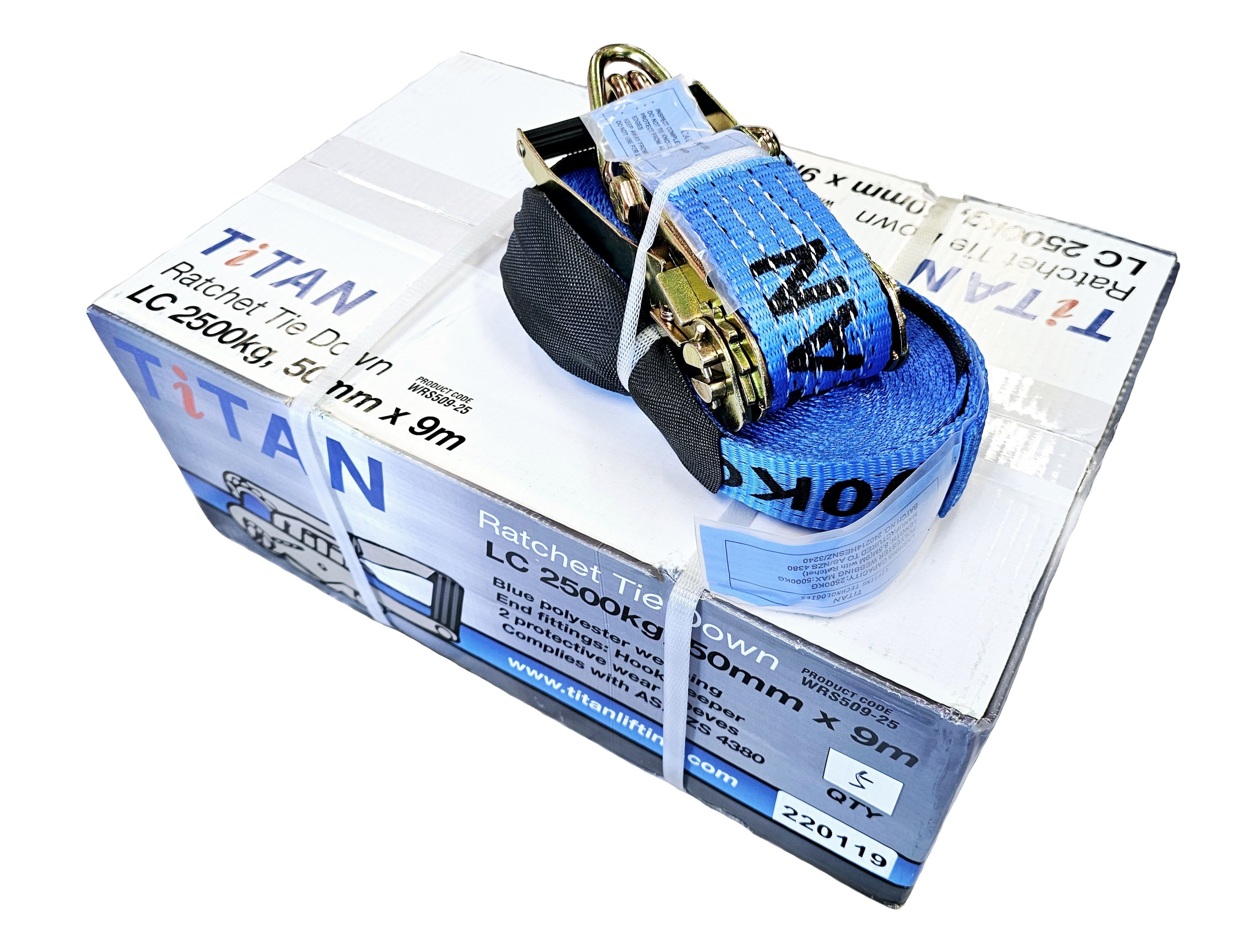 Tiedown 5Pk - 2.5T TITAN Blue Truckie 9m - Box of 5