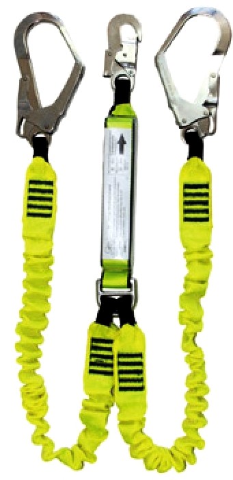 2.0m Elastic Twin Web Lanyard c/w Scaff Hks